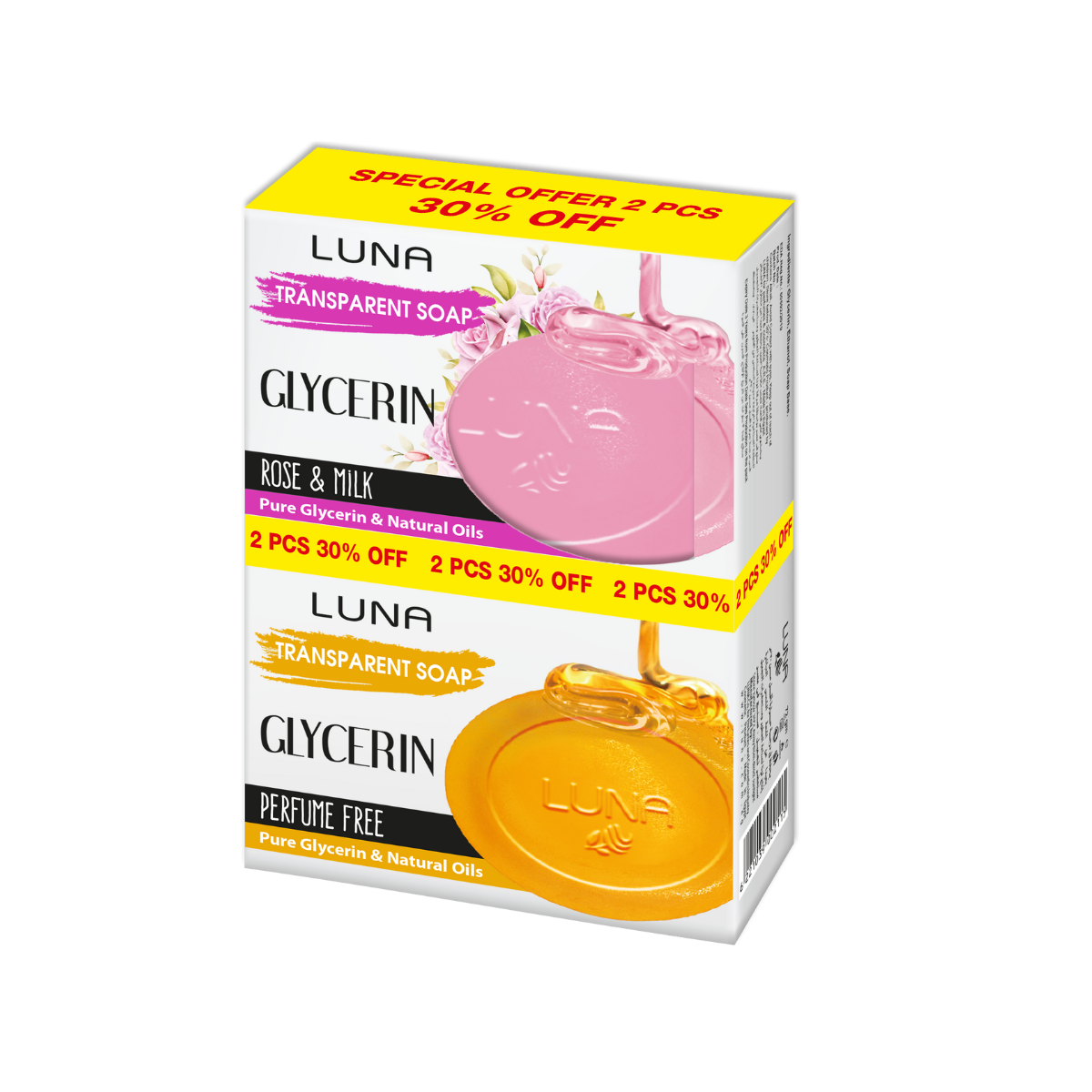 OFFER Glycerin Soap Pack of TWO 72gm Rose & Milk + fragrance Free Price OFF 30%
