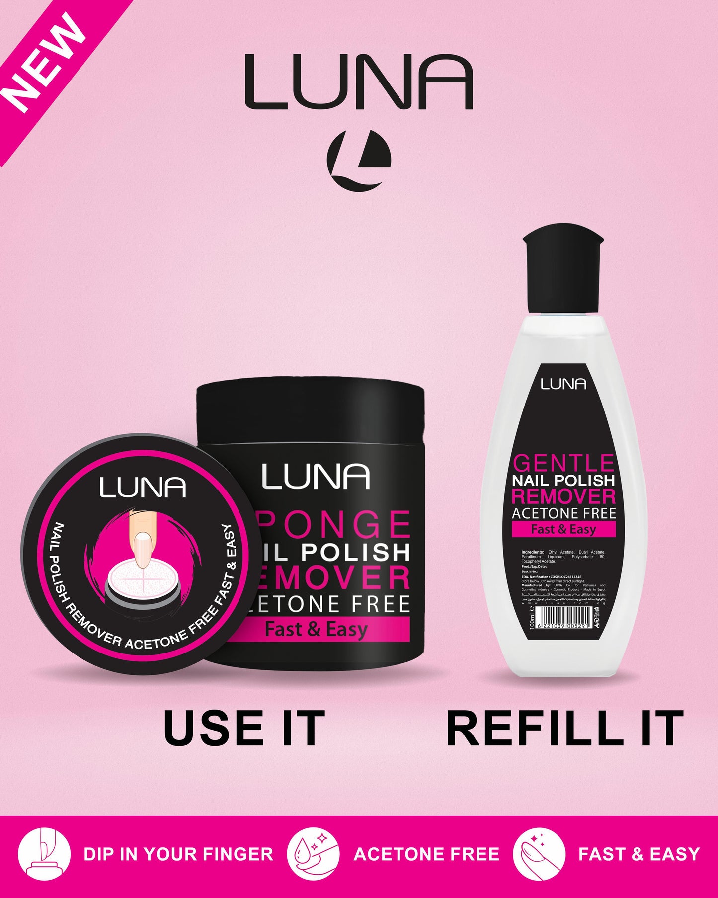 Luna Nail polish remover Acetone free 100 ml